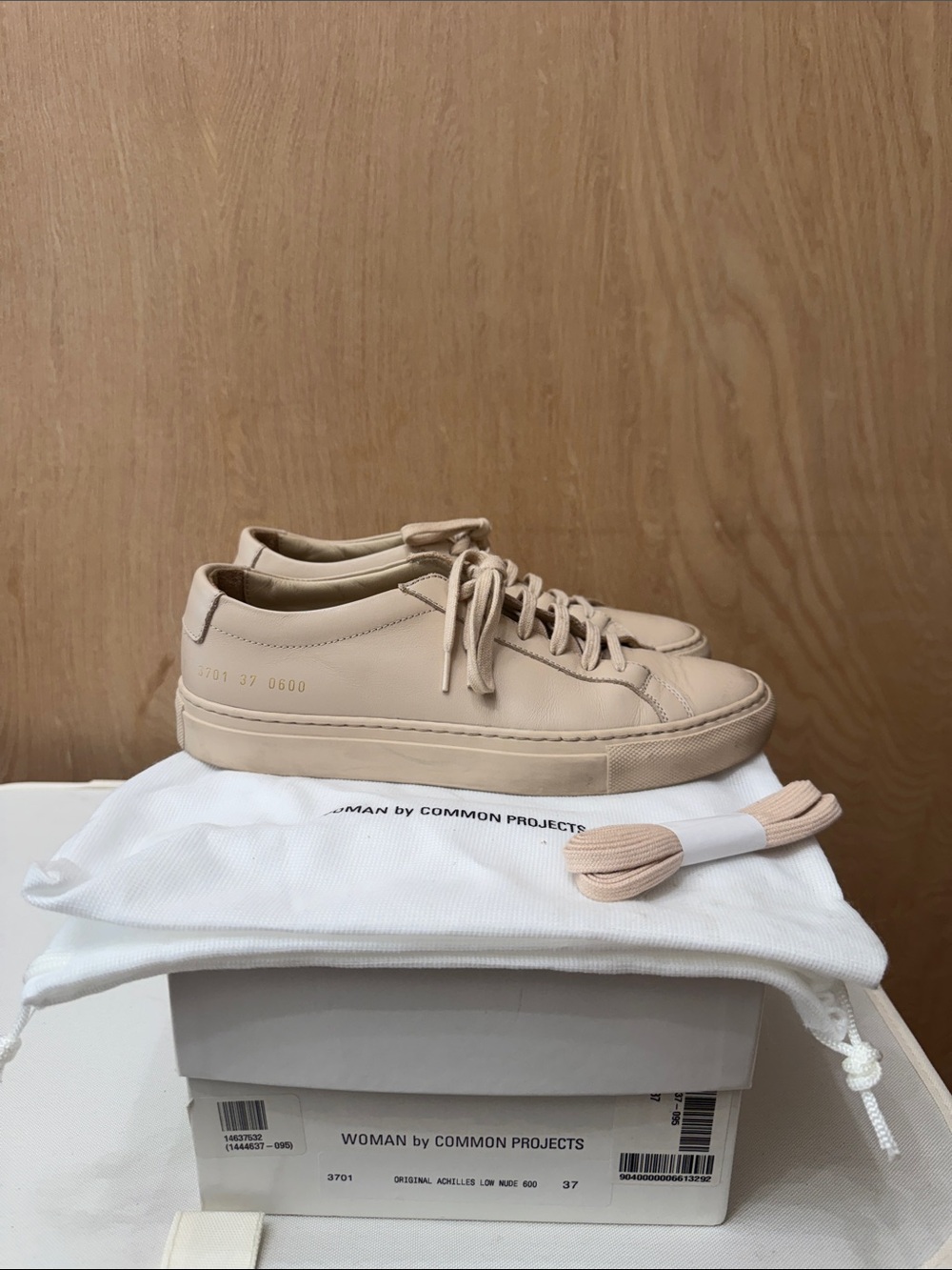 Common Projects Low-Top Leather Sneakers in Nude